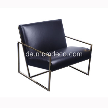 Lounge stol i rustfrit stål med almindeligt sæde